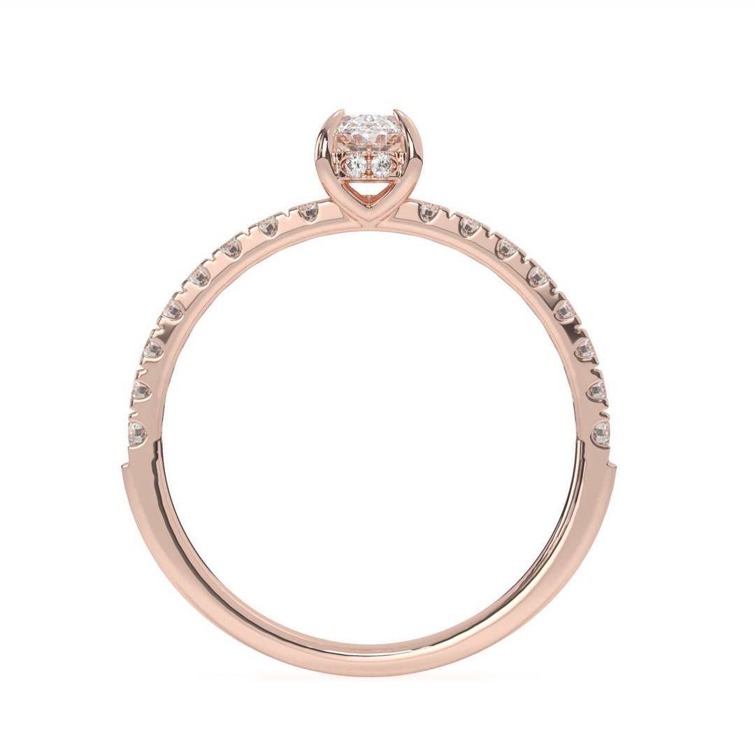 Anna  Oval Solitaire with Hidden Halo and PavÃ©