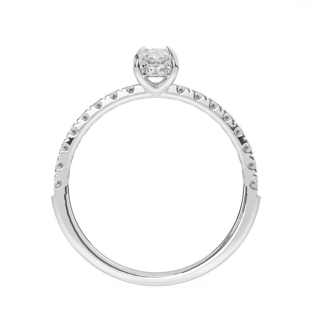 Anna  Oval Solitaire with Hidden Halo and PavÃ©
