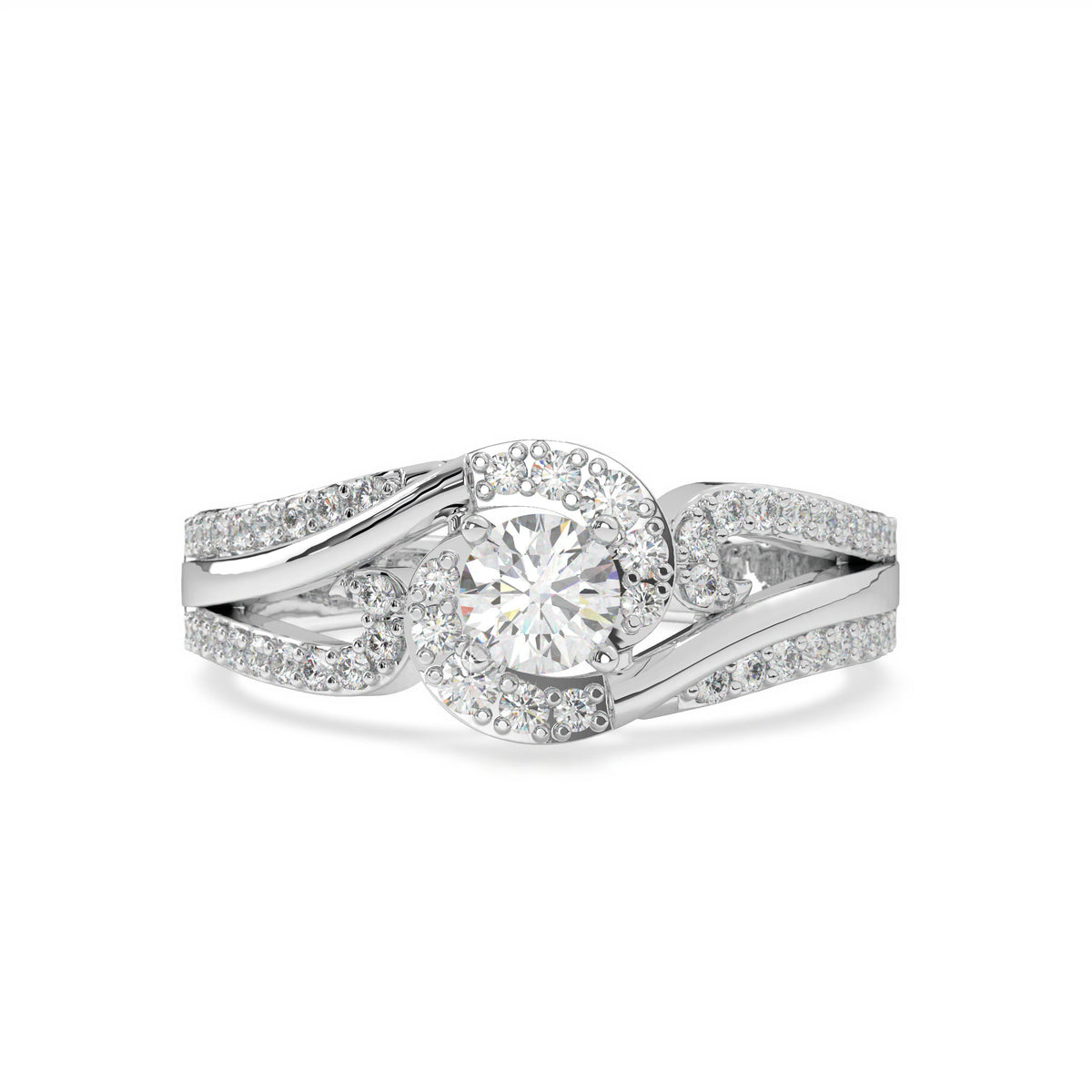 Lã¯a   4 claw round solitaire with accent diamond