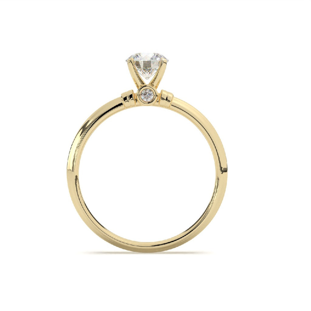 Ã‰lyna   Round Solitaire With Bezel Set Front Diamond