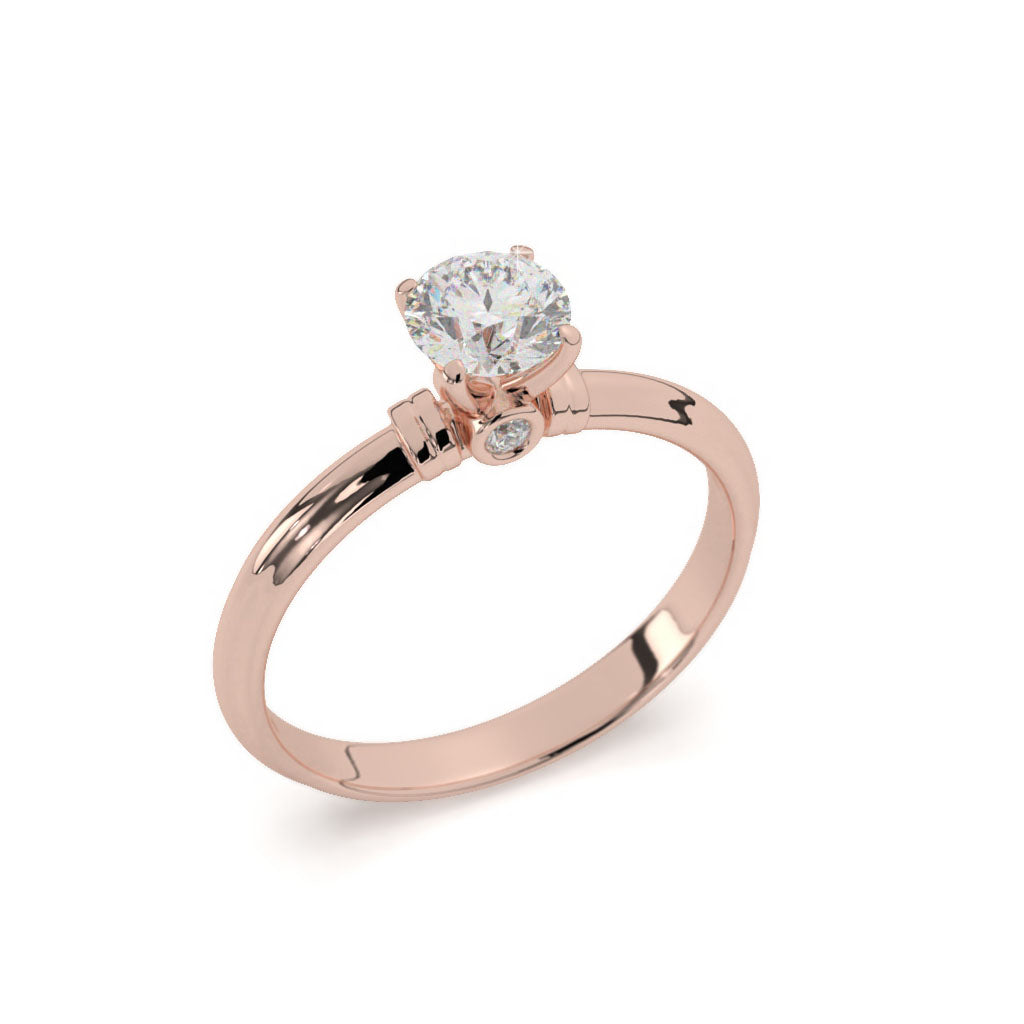 Ã‰lyna   Round Solitaire With Bezel Set Front Diamond