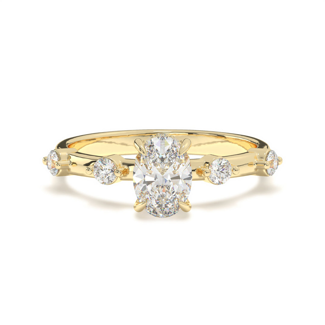 Lillie  Oval Solitaire with Hidden Halo and Side Stones