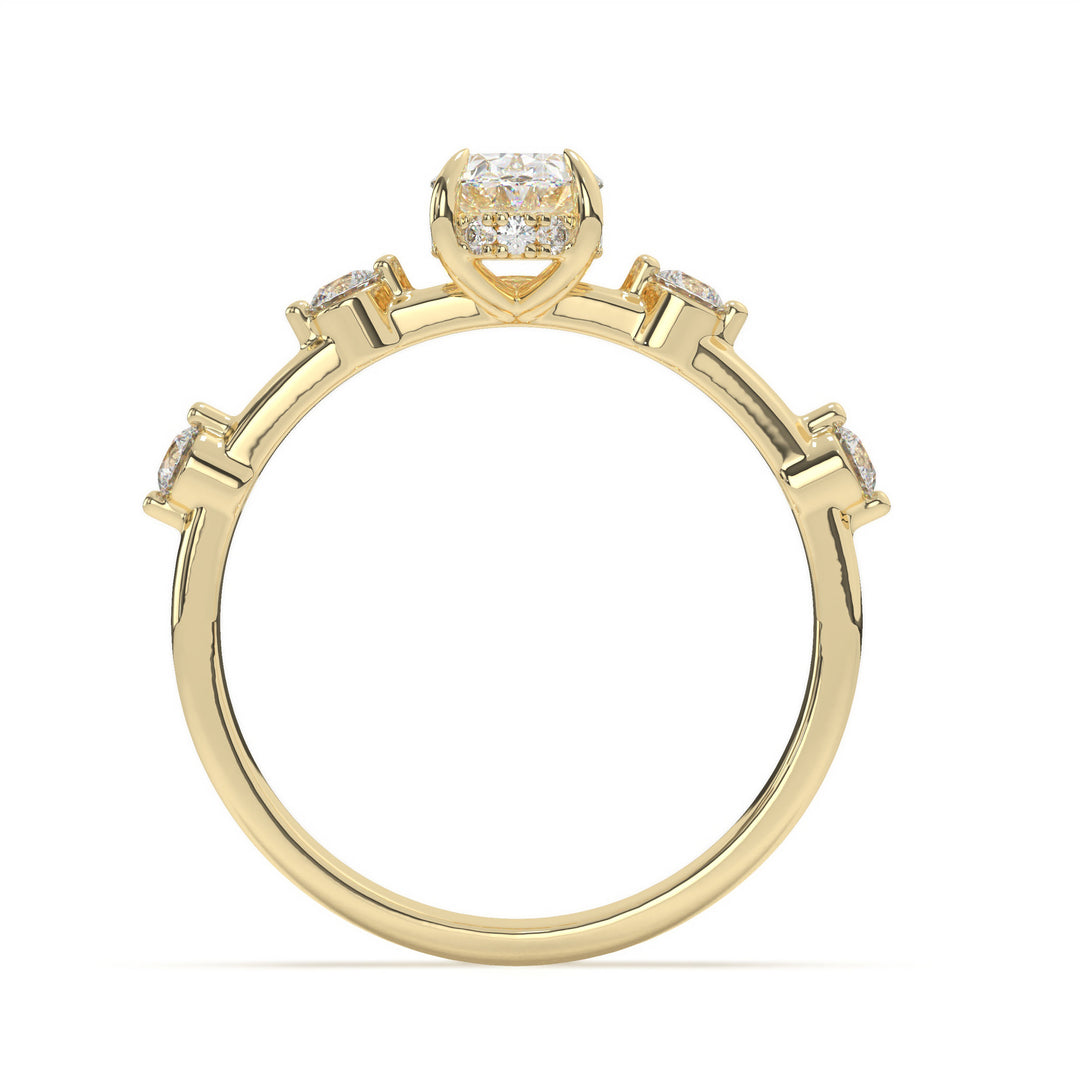 Lillie  Oval Solitaire with Hidden Halo and Side Stones