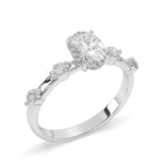 Load image into Gallery viewer, Lillie - Oval Solitaire with Hidden Halo and side stones