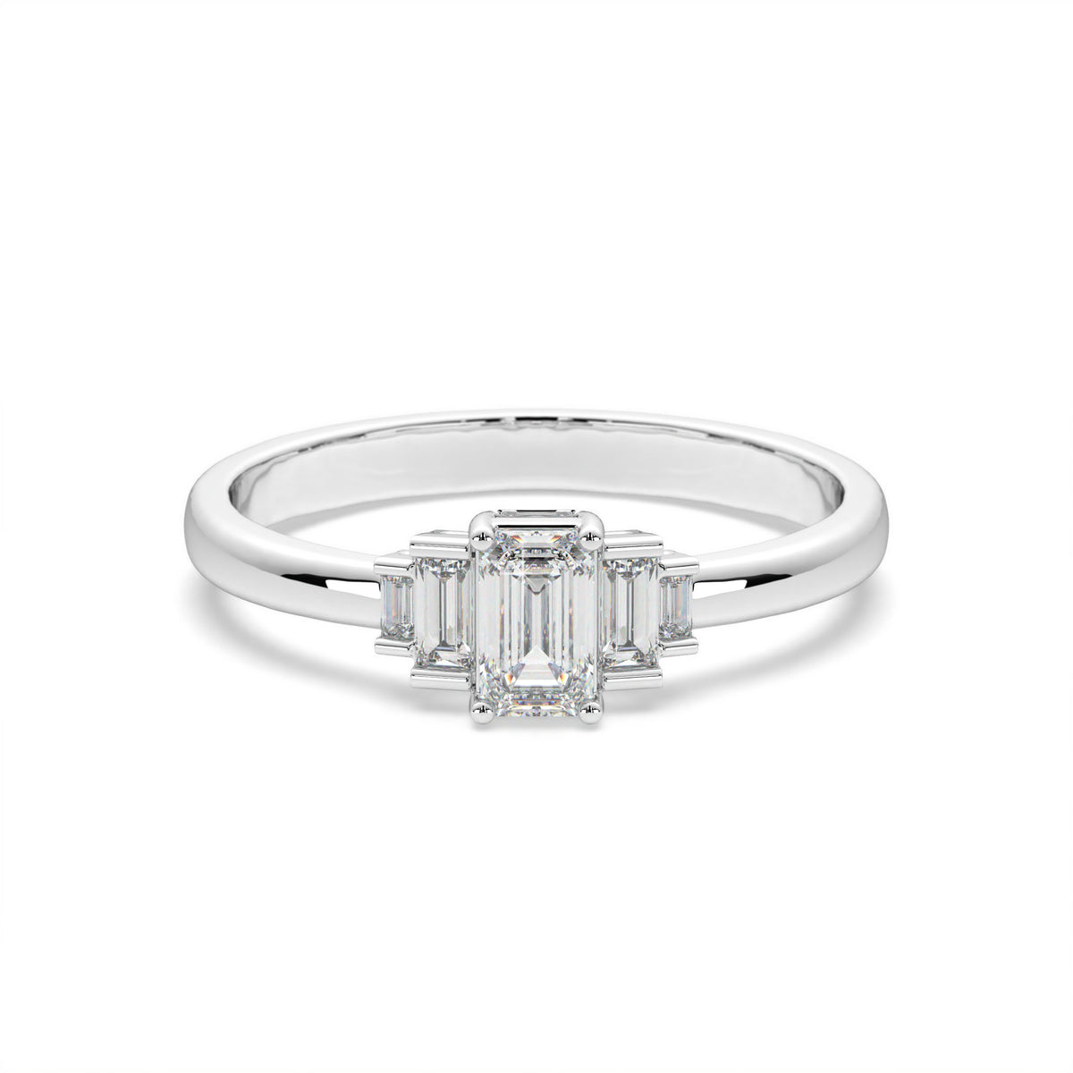 Christiane <br> emerald cut baguette trilogy