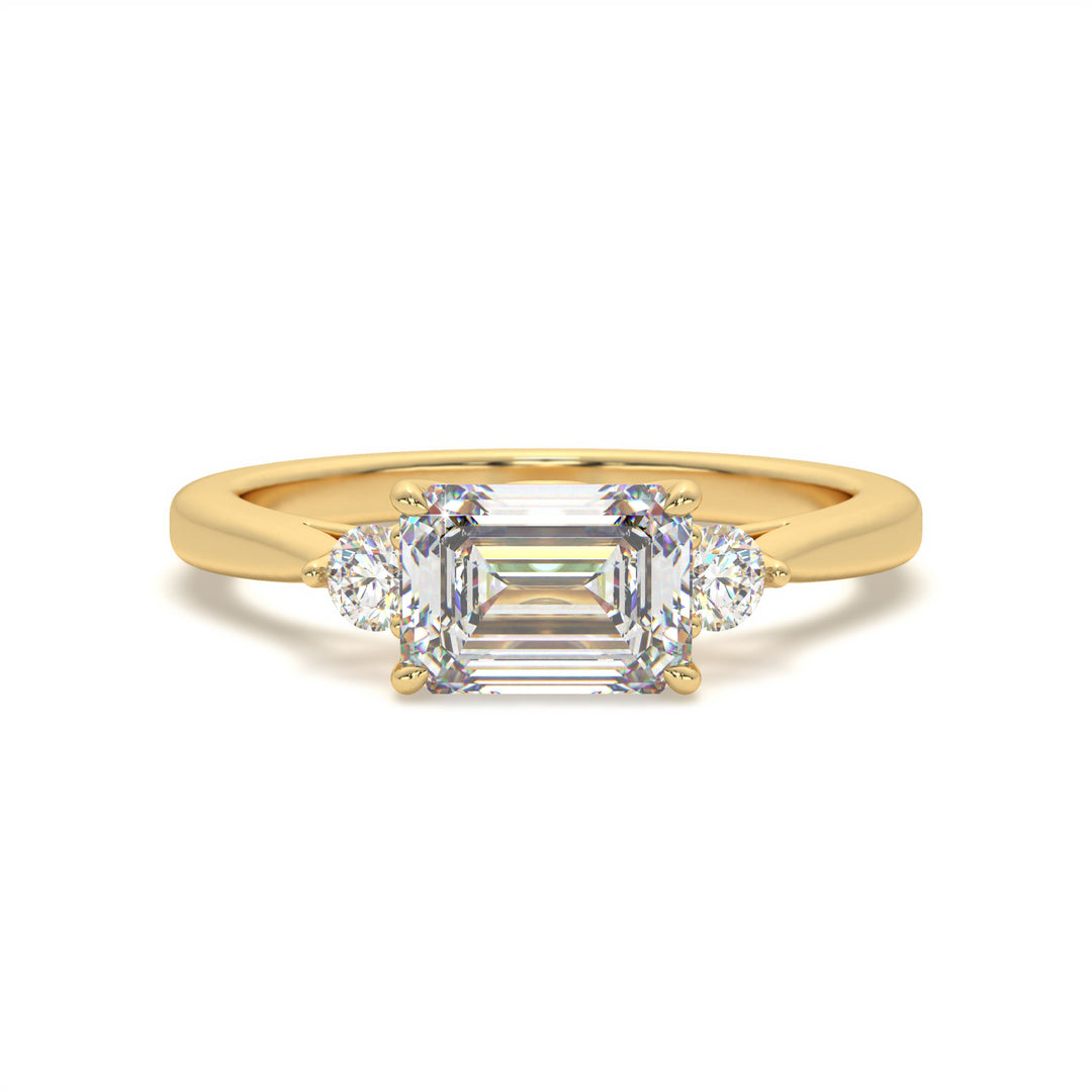 Ludovica <br> Elegant Three-Stone Emerald Diamond Ring