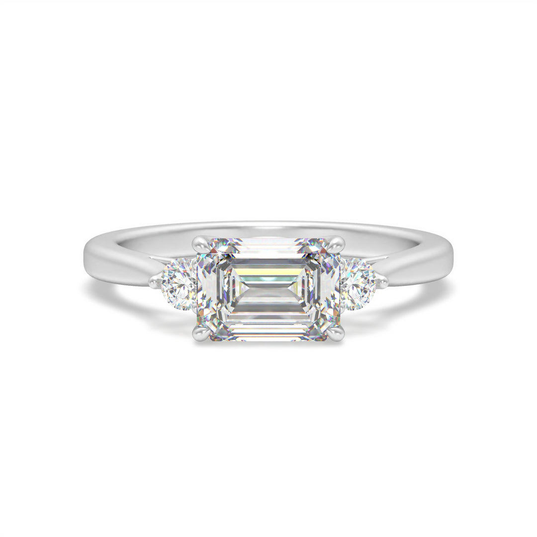 Ludovica <br> Elegant Three-Stone Emerald Diamond Ring