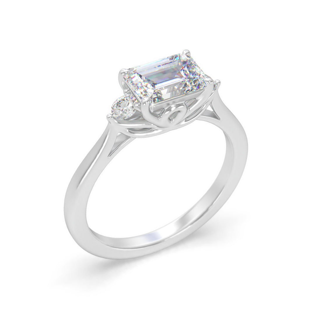 Ludovica <br> Elegant Three-Stone Emerald Diamond Ring