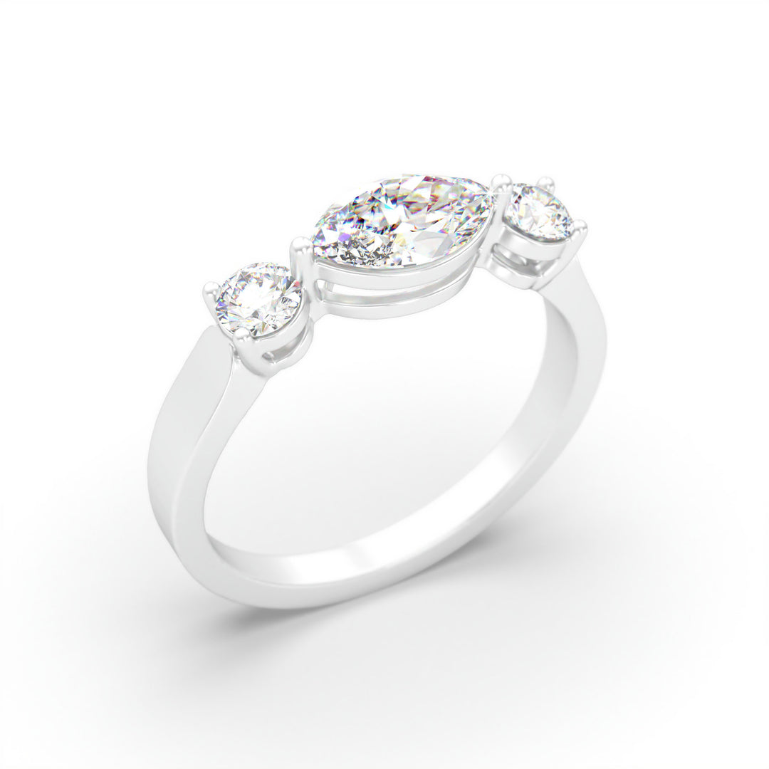 Alessia  Marquise Diamond Three-Stone Ring