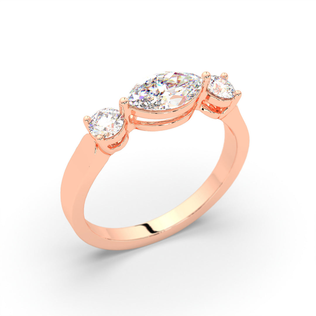 Alessia  Marquise Diamond Three-Stone Ring