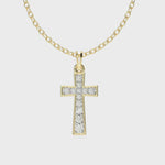 Load and play video in Gallery viewer, Noèle - Classic Cross Pendant with Diamonds